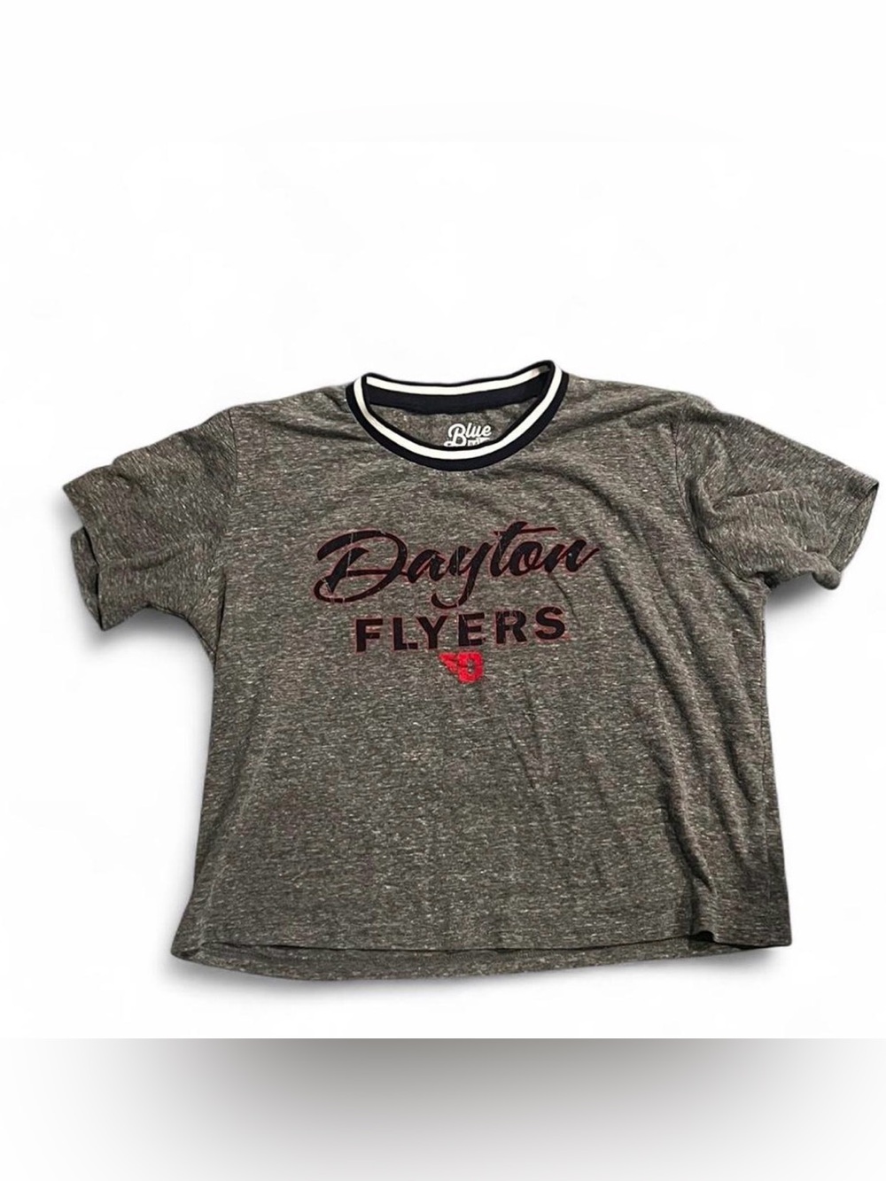 Blue 84 Gray Dayton Flyers Short Sleeve Tee with Red Accent